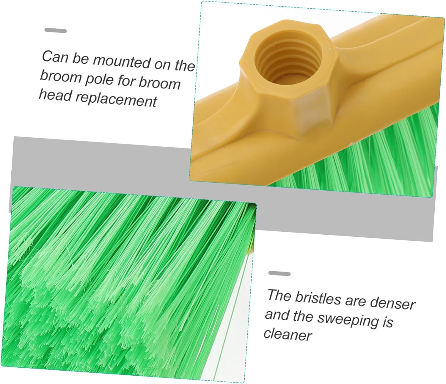 Outanaya Plastic Broom Head Replacement Accessory Durable Cleaning Broom Head for Household Use for Floors Kitchen and Rooms Easy to Install Multi Scene Versatile Cleaning