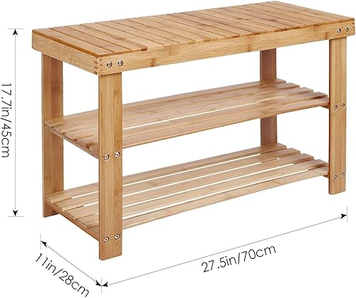 Miniatura 3 de Royal Brands Zapatero de bambú y banco de almacenamiento de 2 niveles, organizador de asiento, perfecto para armarios, pasillo o dormitorio