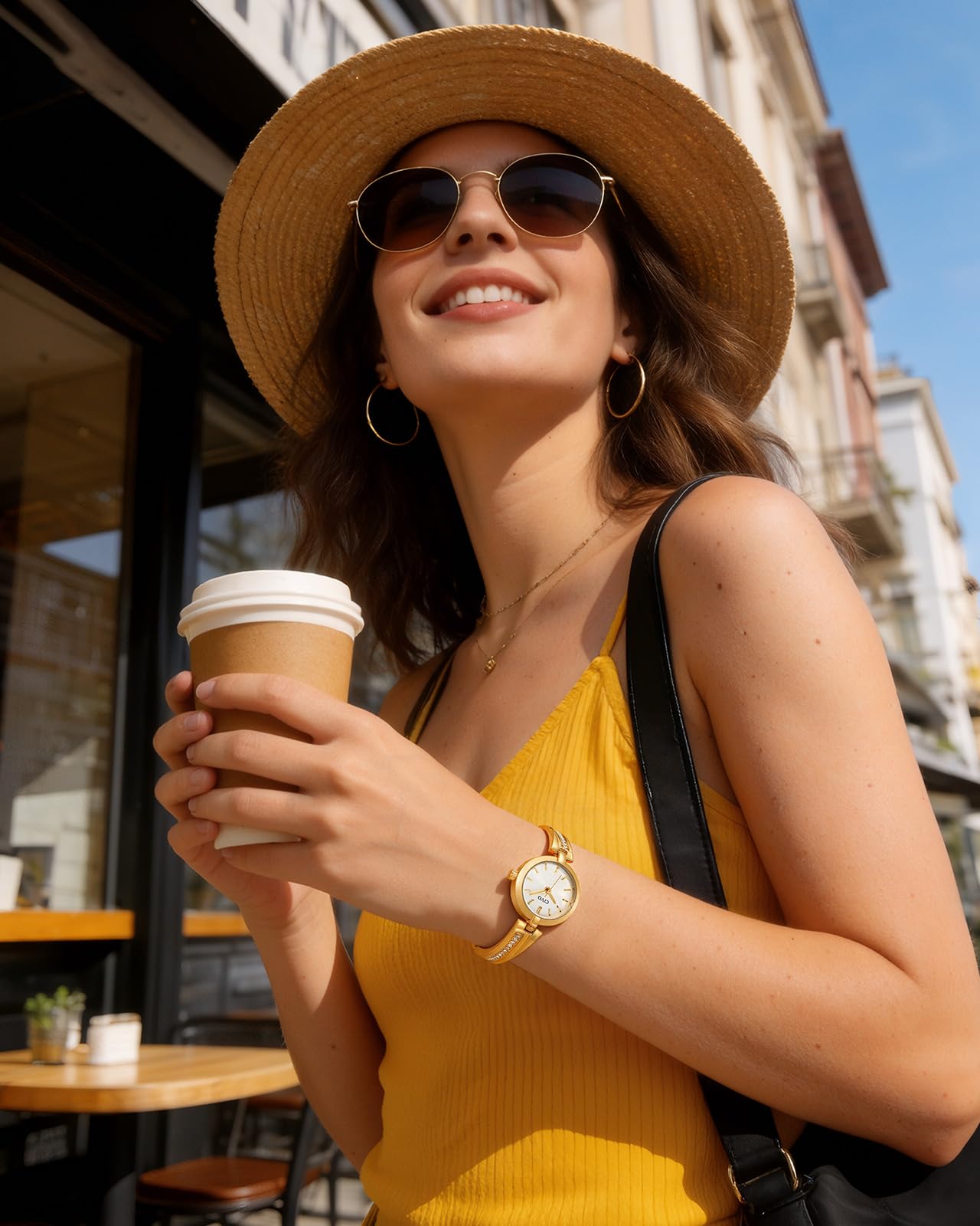 CIVO Montre Femme Acier Inoxydable Analogique Argent Dorée Etanche Cadran Effet Soleil Bracelet Petit Quartz