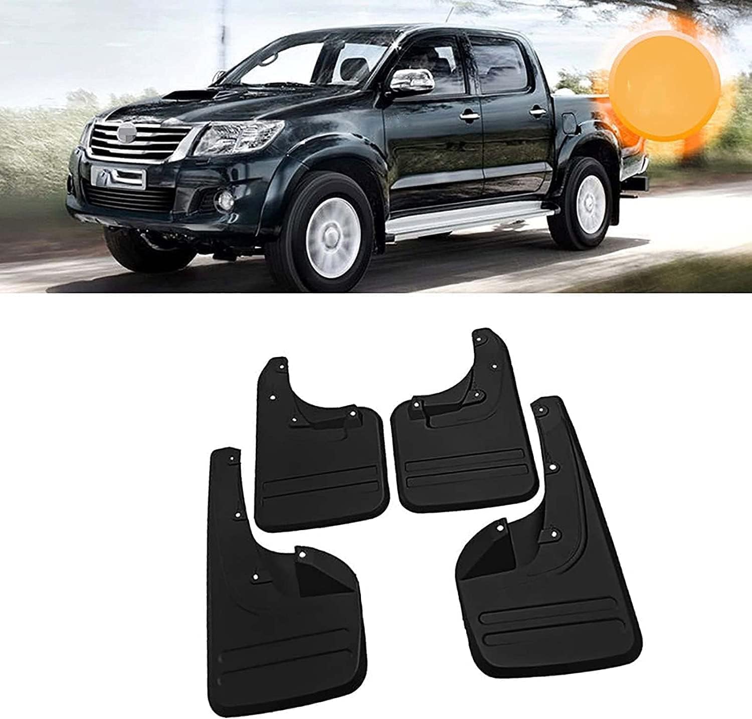 RESKIU 4PCS Mud Flaps for Toyota Hilux Vigo 2005-2014, Splashproof No Drill Easy Install Front Rear Wheel Protection Fender Mudflaps All-Weather Splash Guards