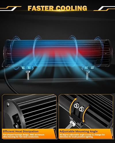 Vista 62 de Auxbeam Vaina LED de 3 pulgadas, 72 W, luz antiniebla ámbar, 6 modos de luz estroboscópica, cubo estroboscópico, barra de luz de doble