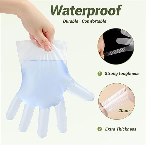 Miniatura 2 de Guantes desechables compostables de compost Guantes grandes de comida para limpiar cocinar, lavar platos, certificado BPI, 100 unidades, color blanco