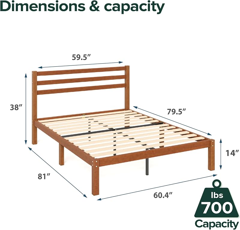 Zinus Leah Bamboo Platform Bed Frame with Headboard, Easy Assembly, Queen image 2