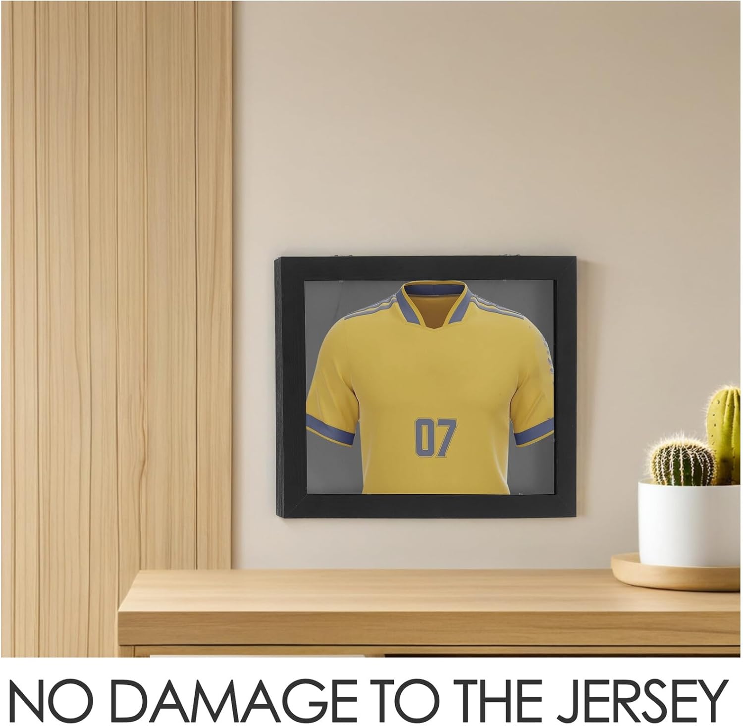 Toyvian Wood Jersey Display Frame 11x14 Black Square Shadow Box for Sports Memorabilia Case Football Soccer Basketball Shirt Collection