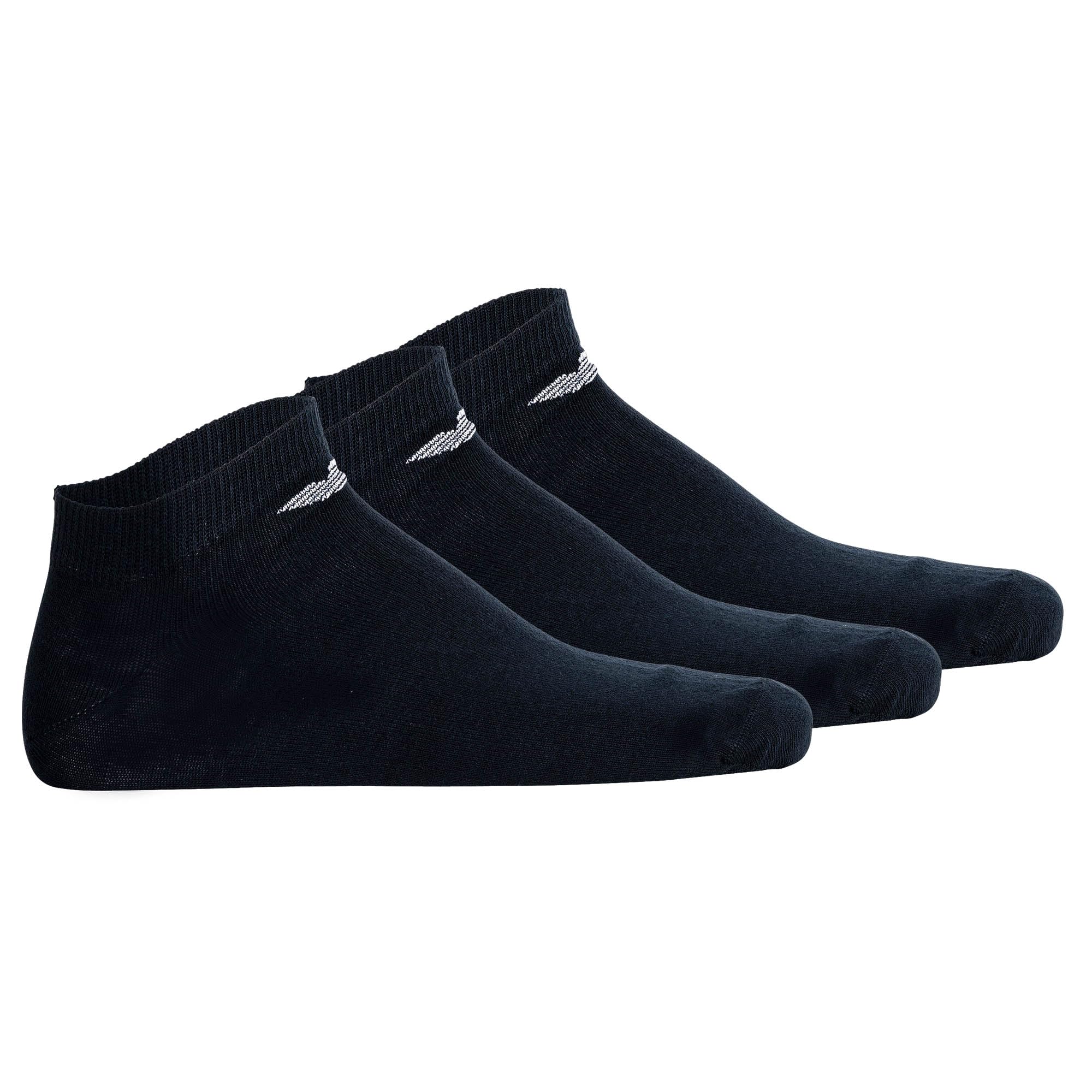 Emporio Armani Man's Casual Cotton 3-Pack Ankle Socks, Blue, One Size