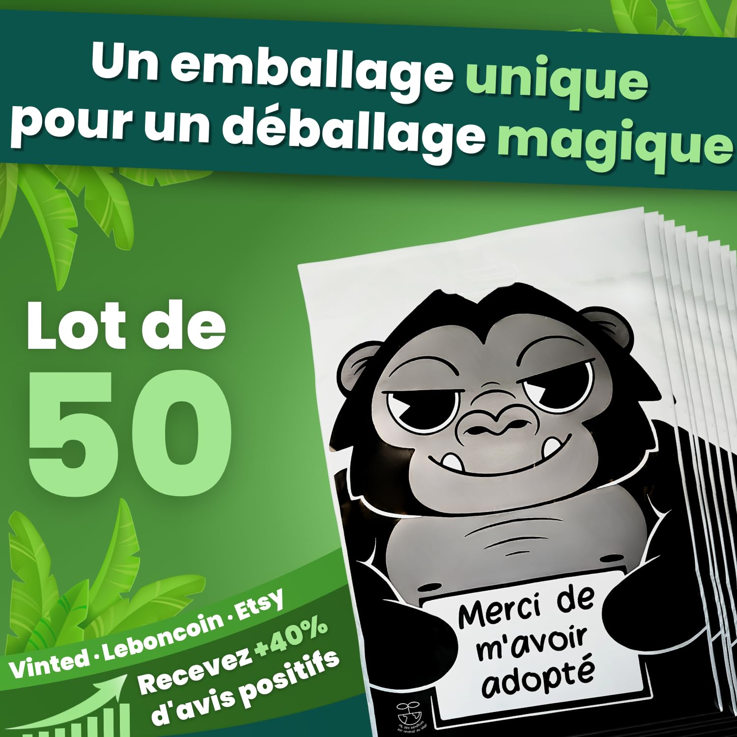 50 Emballage Colis Vinted, Enveloppes Plastiques d’expédition 45x35cm Opaque avec Poignée, Poche à Bordereaux A5, Sac Plastique Auto-Adhésif, Pochette Colis Vêtement, Chaussures, livres, Grand format