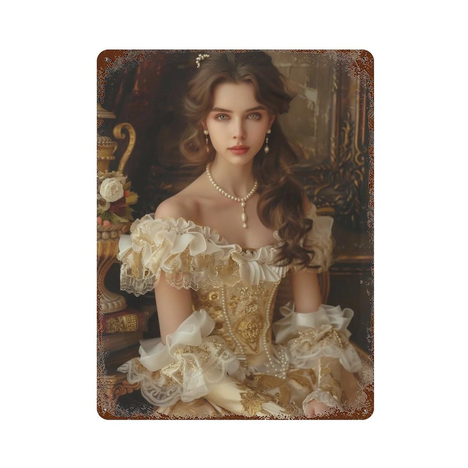 HDURYEYRYY Sepia Classical Palace Portrait 01 Wall Retro Iron Vintage Art Metal Tin Sign Poster Modern Home Cofffee Club Art Bar Shop Decor 40x30cm