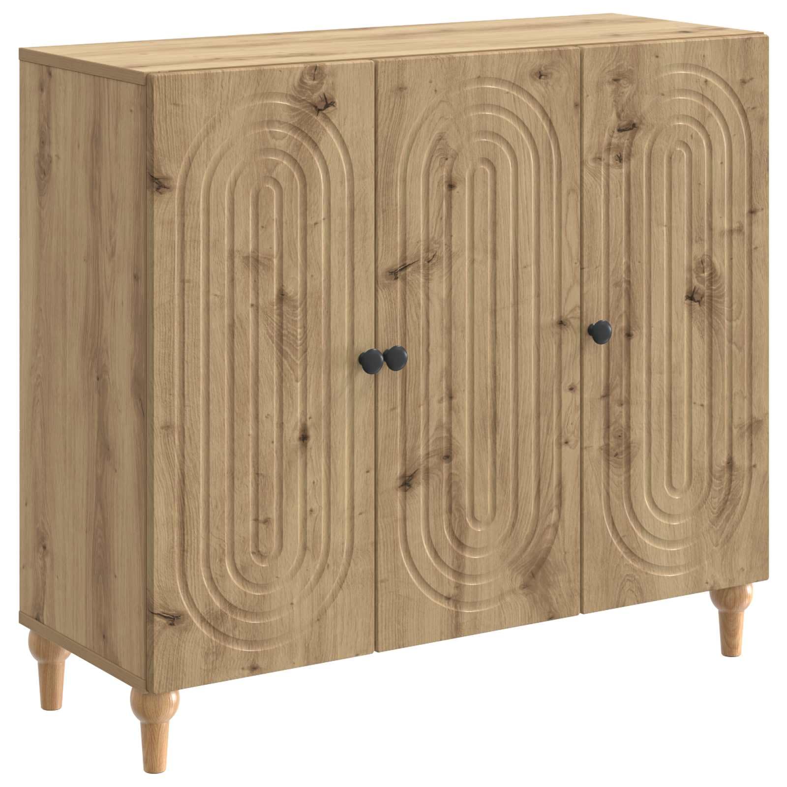 Credenza Mobile Buffet da Soggiorno 3 Ante 89x34,5x80 cm Rovere