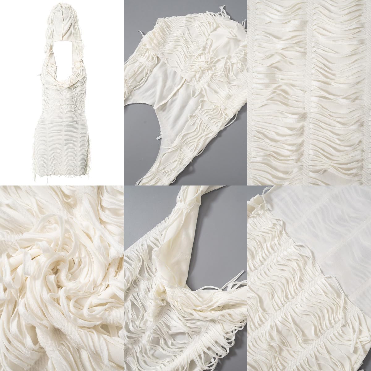 Suillty Women's Sleeveless Hooded Tassel Mini Dress Sexy Hoodie Backless Bodycon Cocktail Party Club Dresses - Image 7