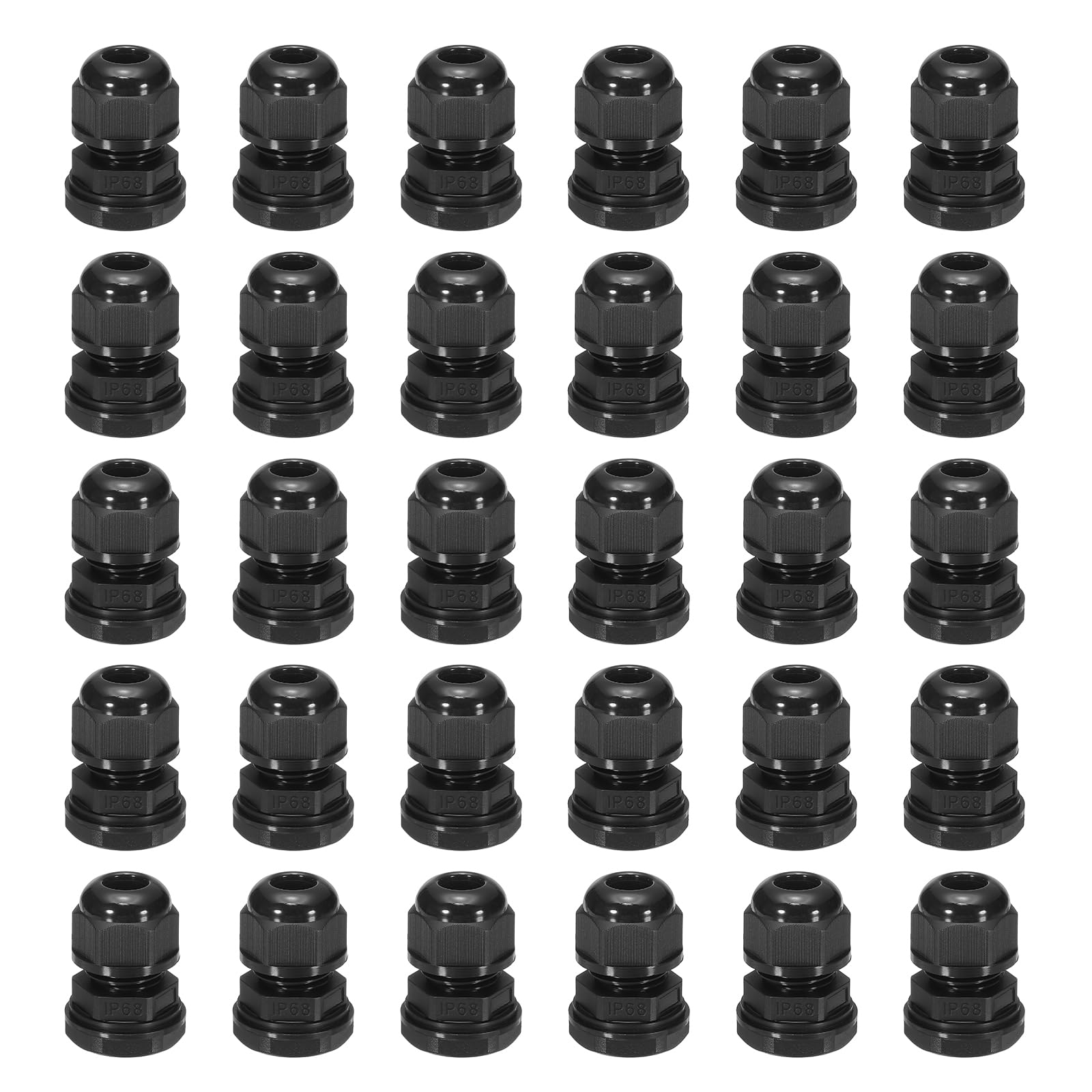 30 Pcs M16x1.5" Cable Glands Adjustable 4-8mm PA6 Nylon IP68 Waterproof Connectors with Seals Anti-Corrosion for Industrial/Outdoor Electrical Systems (Black)