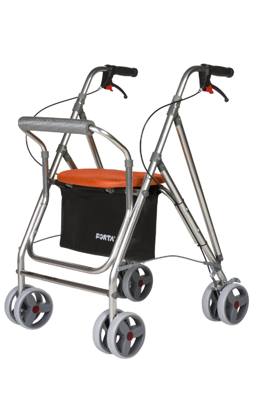Andador para ancianos plegable, de aluminio con 8 ruedas ultraligero y resistente (Naranja)