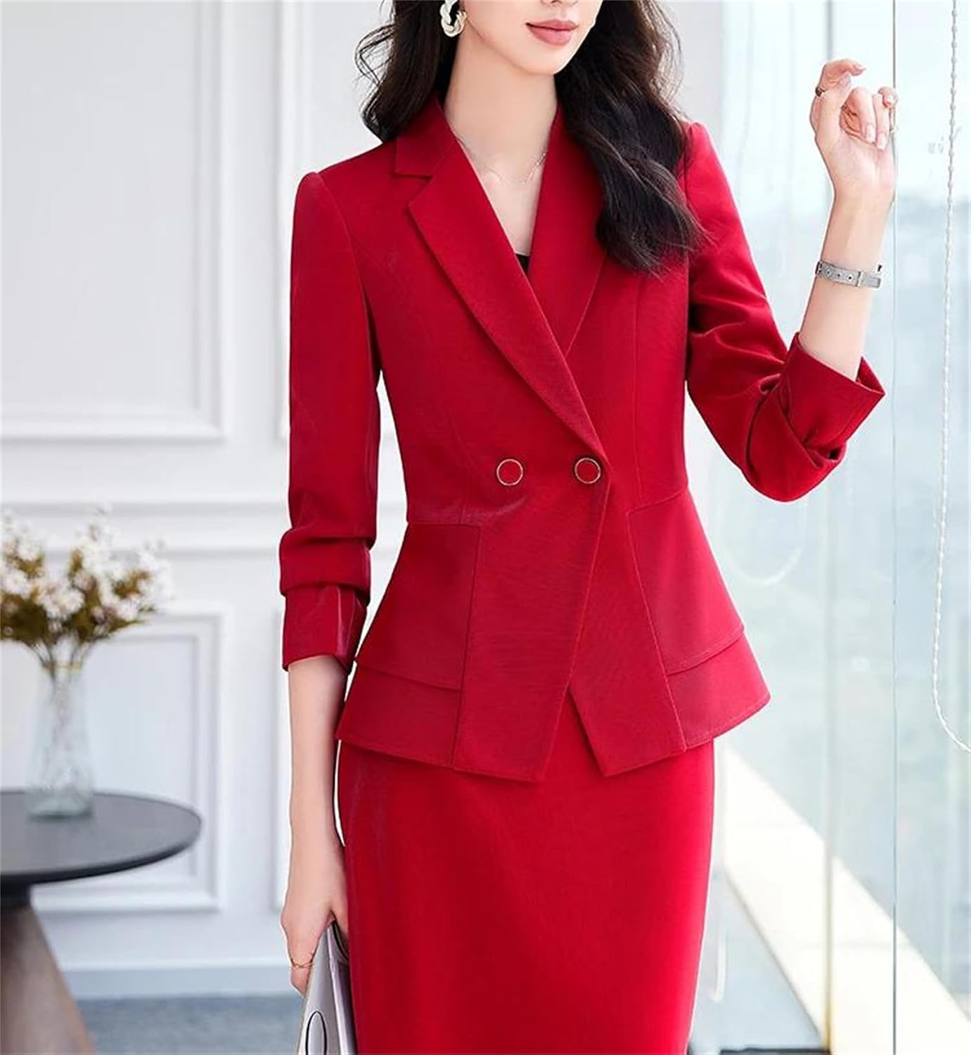 Women’S Slim Suits with Jacket and Skirt Elegant Professional Business Work Blazer Outfits 2 Piece Pencil Skirt Sets