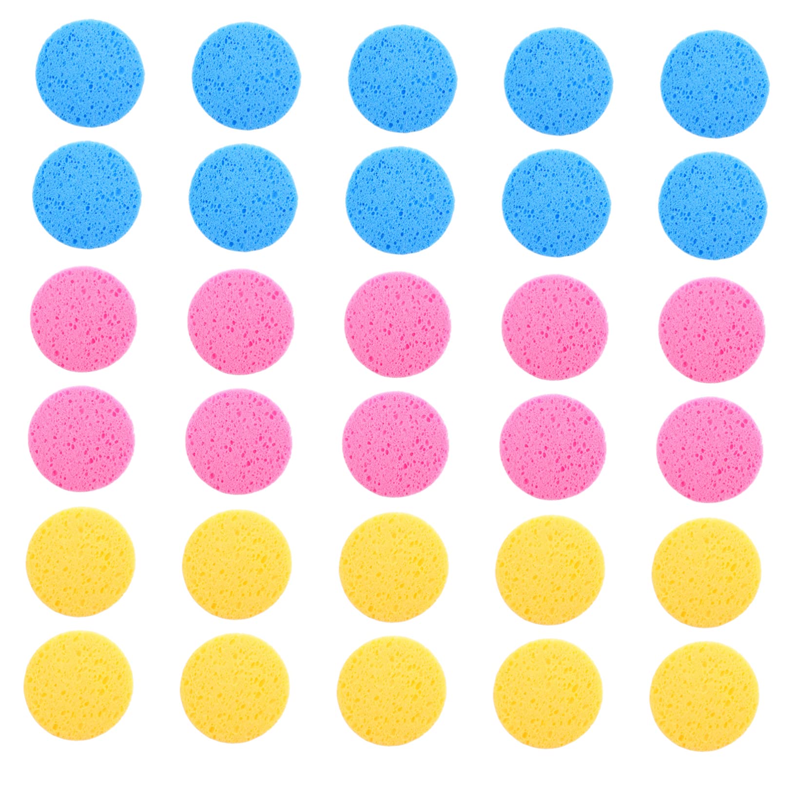 FRCOLOR 90pezzi Spugne Per Rimozione Makeup e Esfoliazione Spugnette Cellulosa Riutilizzabili Per Facciale Adatte e Colori