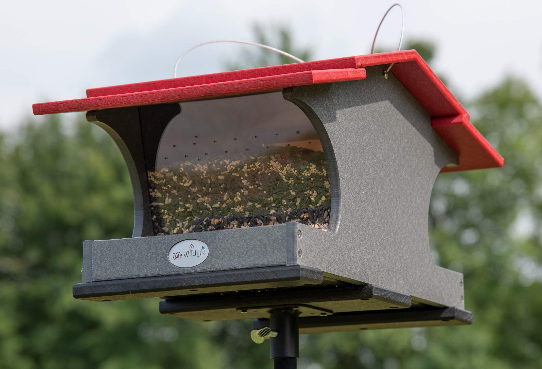 JCS Wildlife Large Poly Hopper Bird Feeder - Mounting Pole Bundles Available! - Picture 14 of 48