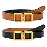 Reversible Leather Belt for Women Jeans Pants Fashion Ladies Belt for Dress with Gold Buckle