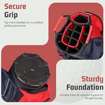 15 Way Golf Cart Bag with Organizer Top, Golf Club Cart Bag for Men | 15 Separate Compartments, Cooler Pocket, Multiple Storage Pockets, Carry Handles, Rain Cover, Cart Compatible Design
