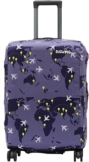 BIGWING Protective Cover in Polyester Fabric with Map Print for | 20 inch 55 cm Small Size | Hard Luggage Trolley Bag Cove... Price In India