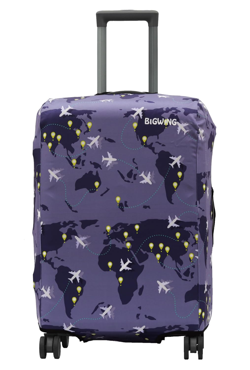 BIGWING Protective Cover in Polyester Fabric with Map Print for | 20 inch 55 cm Small Size | Hard Luggage Trolley Bag Cove...
