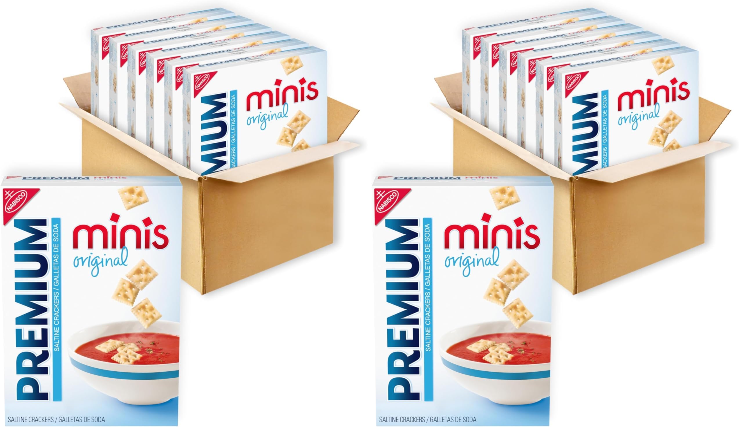 Premium Original Mini Saltine Crackers, 6-11 oz Boxes (Pack of 2)