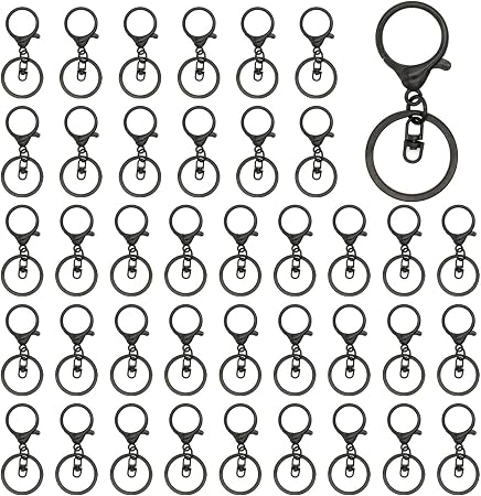 40 Pcs Lobster Claw Clasps - Metal Keychain Clips & Connectors For Crafts (White)