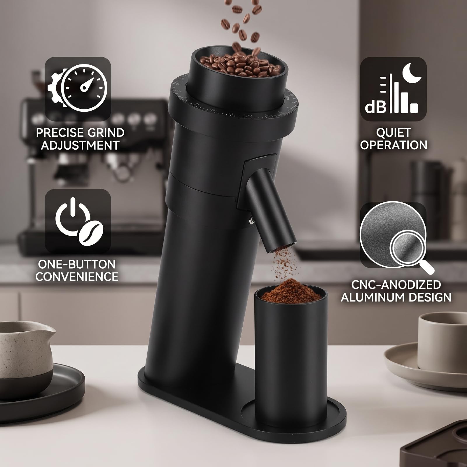Naroote Molino de café Eléctrico con Tamaño de Molienda Ajustable (EU