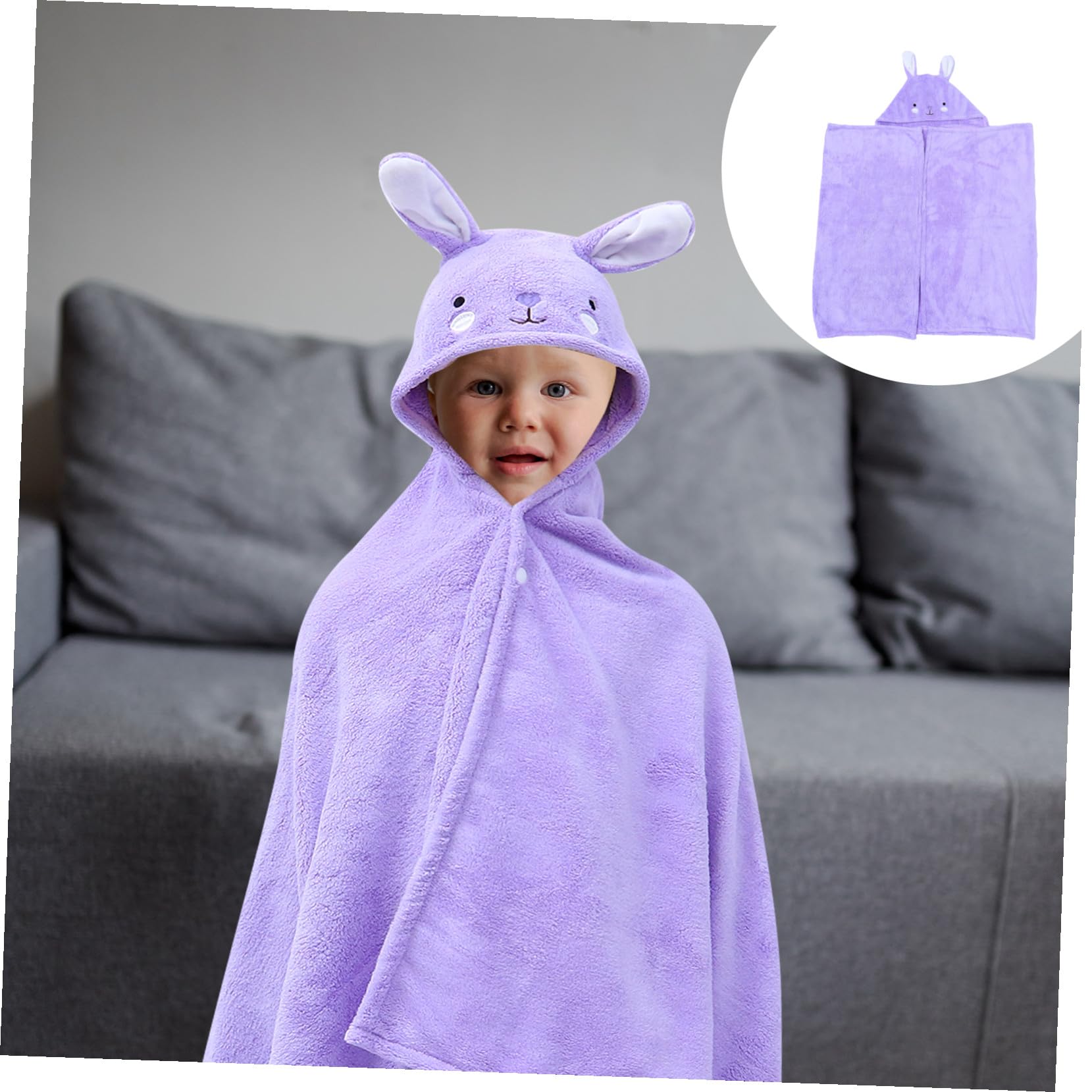 DOITOOL Kinder Badetuch mit Kapuze Violett 70x140cm, Cartoon