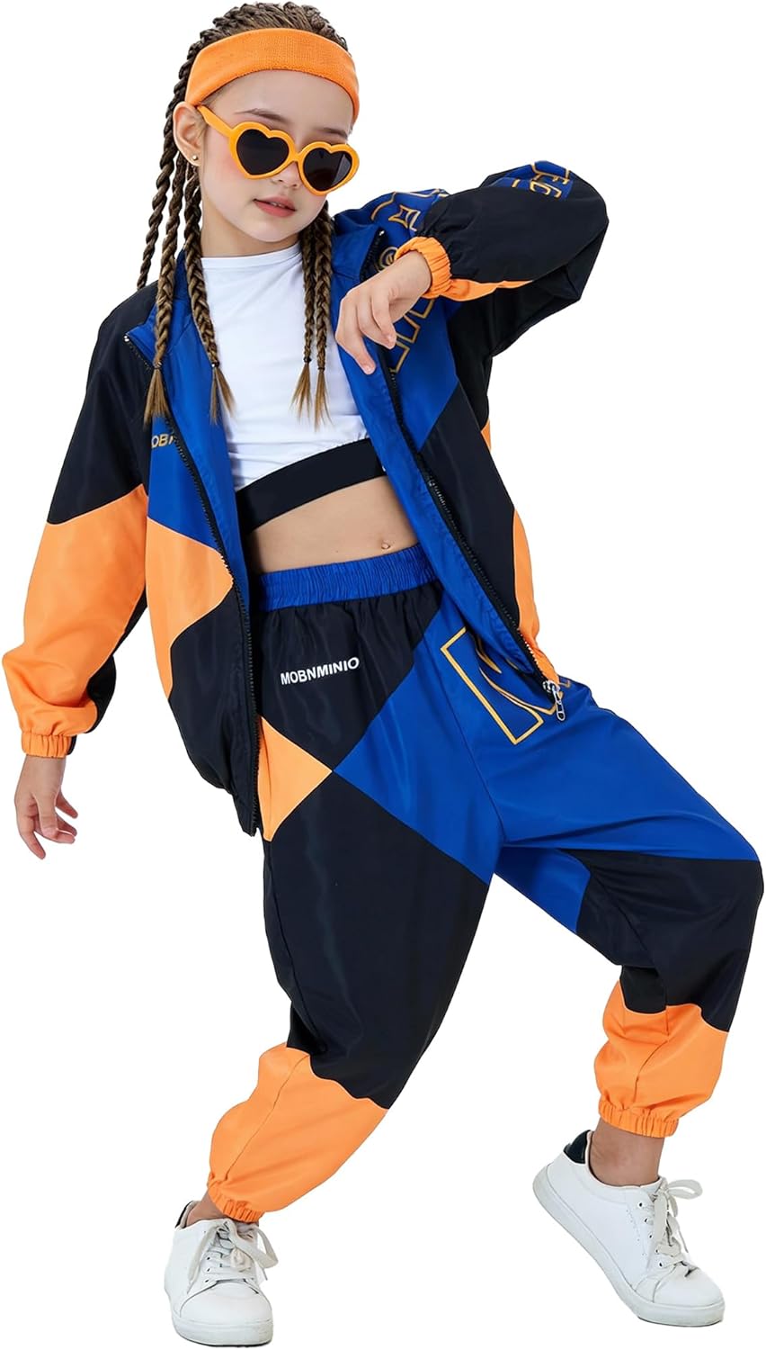 80s Outfit for Kids, Retro 90s Tracksuit Boys Girls Hip Hop Dance Clothes Unisex Patchwork Jacket Pants Sportswear - Image 6