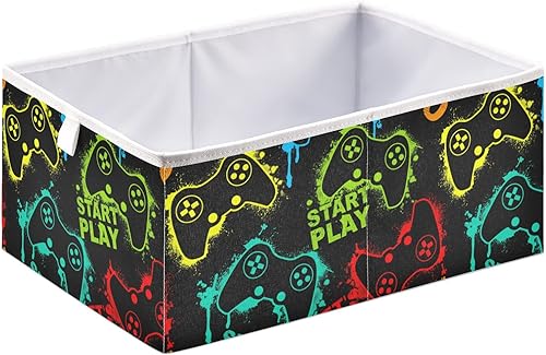 Miniatura 8 de Ollabaky Cubo de almacenamiento de girasoles, cesta de almacenamiento plegable de tela, caja organizadora de tela con asa para armarios, estantes,