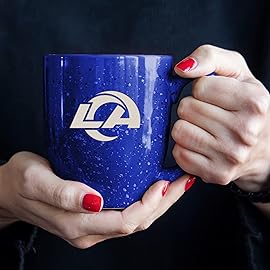 Rico Industries NFL Football Los Angeles Rams Primary 16 oz Team Color Laser Engraved Ceramic Coffee Mug