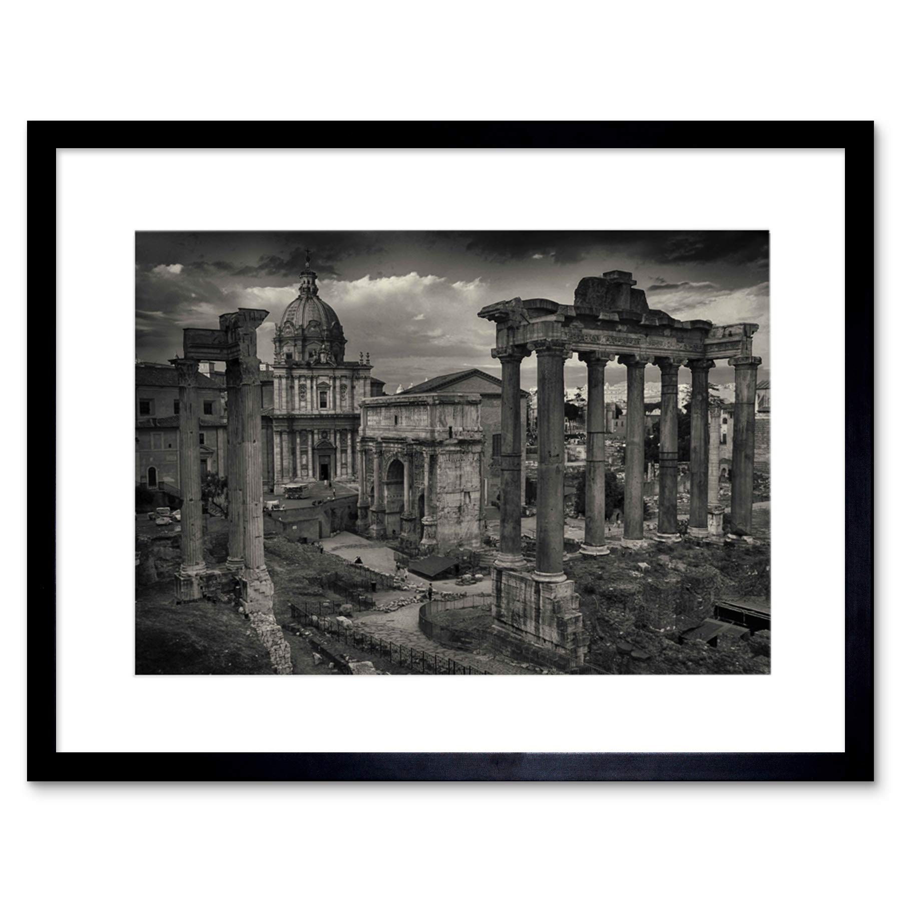 Photo Cityscape Rome Italy Roman Forum Ruin Black Framed Art Print B12X13034