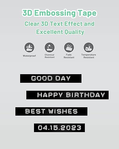 Miniatura 7 de Fabricante de etiquetas en relieve con 8 rollos de cintas en relieve, cintas para etiquetadoras en relieve compatibles con etiquetas Dymo 3D de