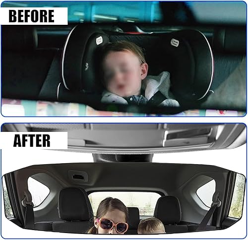 Miniatura 5 de GKmow Espejo de visión grande para automóvil, 11.7 x 3.5 pulgadas, antirreflejo, panorámico de marcha atrás, espejo de punto ciego de gran angular,