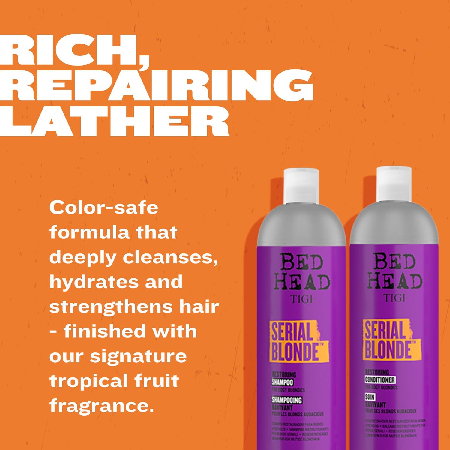 TIGI Bed Head Serial Blonde Restoring Shampoo & Conditioner Set for Damaged Blonde Hair, Hydrolyzed Keratin, 25.36 fl oz, 2 Pack - Image 7