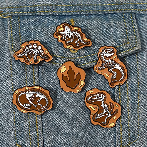 Image of Dinosaur Fossils Brooch Dinosaur Fashion Metal Badges Tyrannosaurus Pins Dinosaur Animal Brooch Pins Cute Dinosaur Enamel Pins