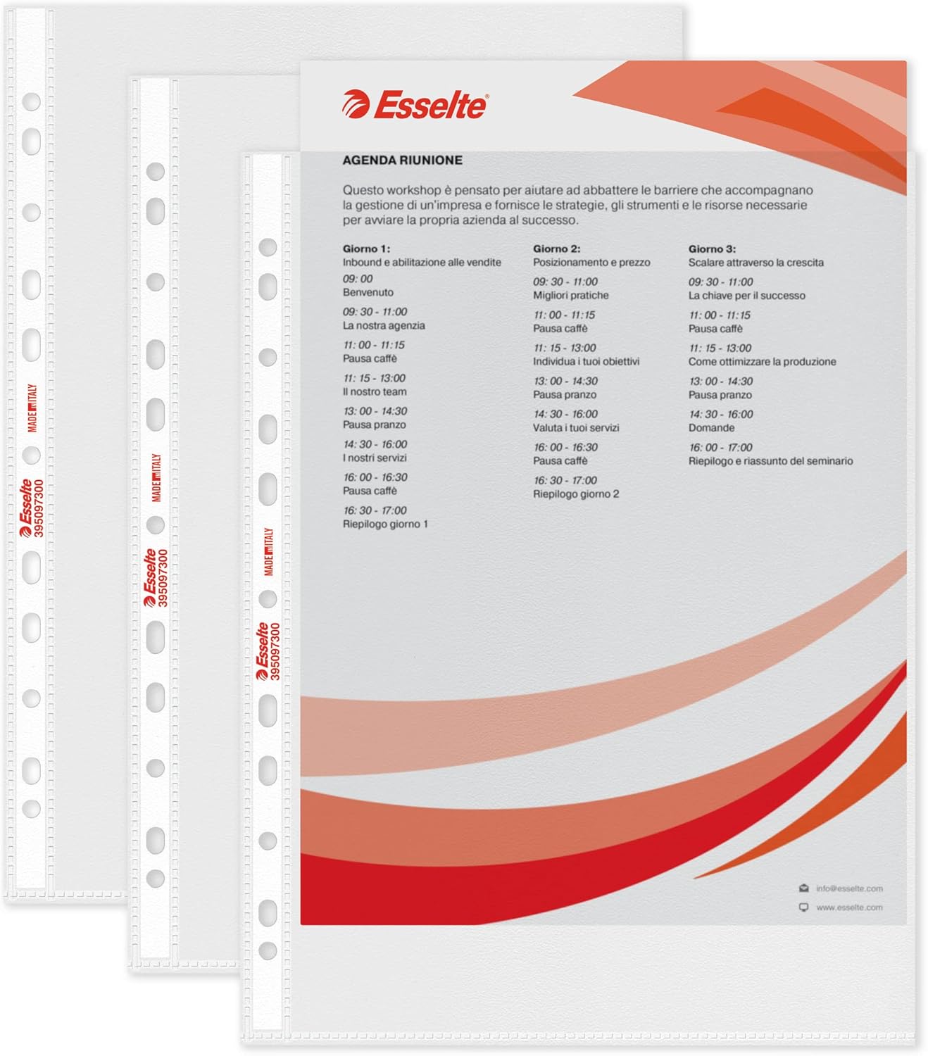 Esselte 395097300 Standard Perforated Envelopes in PPL Anti-Glare for Filing and Storing Documents in Format 22 x 30 cm, Pack of 50 Envelopes