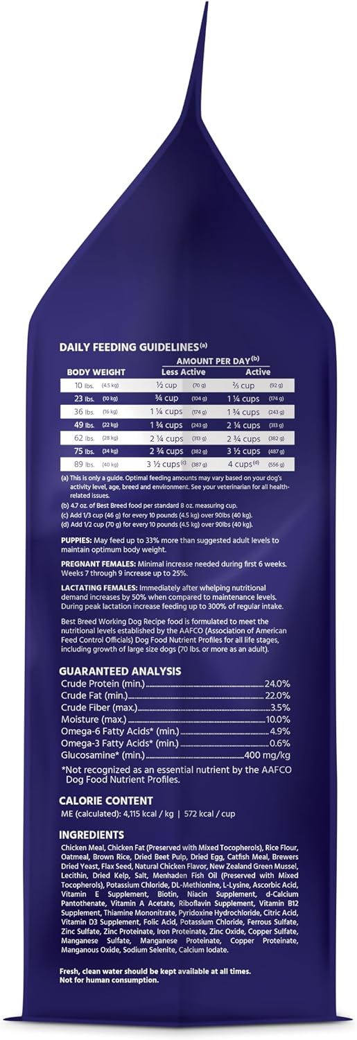 Best Breed Working Dog Diet [Natural High Calorie Dry Dog Food] - 4lbs