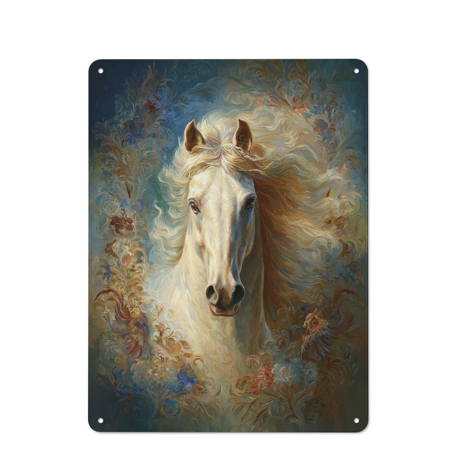 Junmoney Ethereal Horse Majesty Tin Sign 40X30cm For Pub Or Café, Vintage Wall Decor, For Café Interior Fans, For Retro Home Interiors