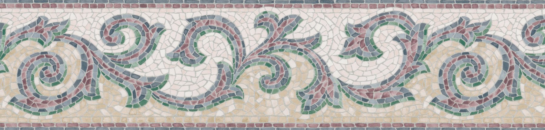 Frise murale de défilement Brewster à larges motifs de volutes classiques