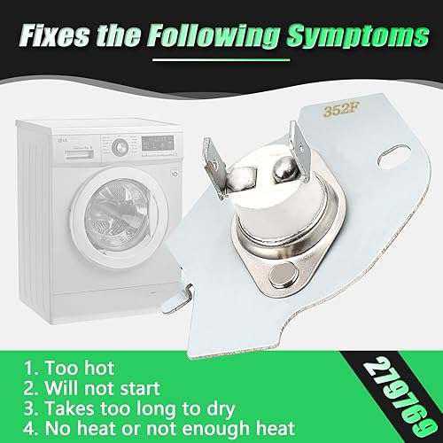 Miniatura 3 de 279769 - Kit de corte térmico para secadora, compatible con secadores Whirl-pool y Ken-more - Reemplaza 3389946 3398671 3977394 695563 AP3094224