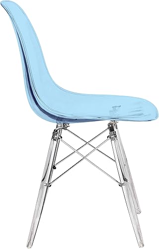 Miniatura 4 de LeisureMod Silla de comedor moderna moldeada con base Eiffel cromada y soporte acrílico en forma de X, silla auxiliar ergonómica para cocina,