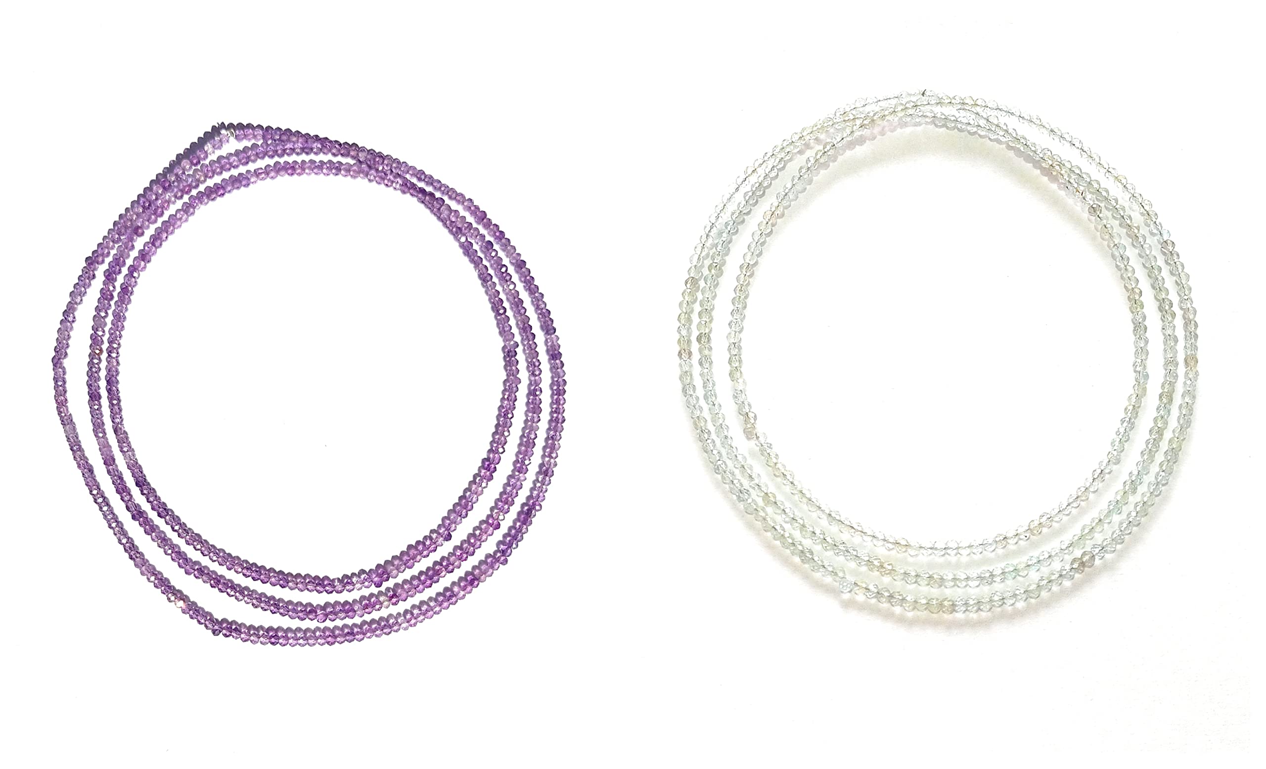 Perles en améthyste violette et topaze blanche 66 cm pour un cadeau fait main