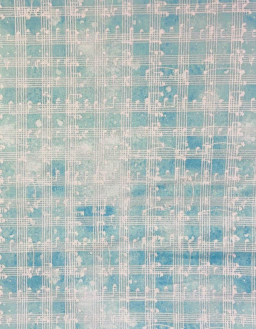 Fat Quarter Sheet Music Notes On Blue 100% Cotton Quilting Fabric