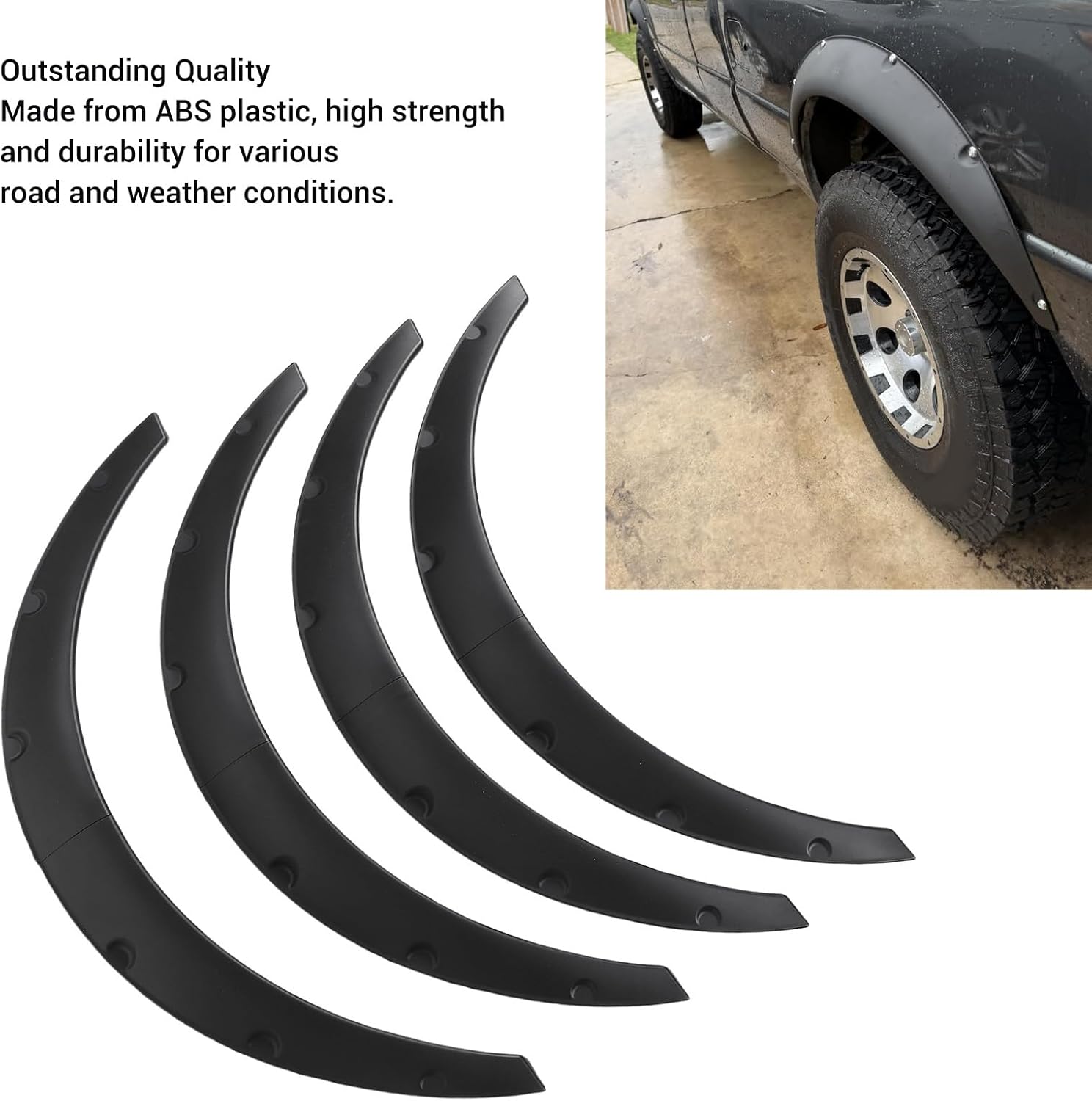 4Pcs Universal Flexible Car SUV Large Wide Body Kit 80mm Off Road Fenders Flares PU Wheel Arch Protector, Wheel Flares 80cm Arch Trim for Sedan SUV Off Road Vehicle