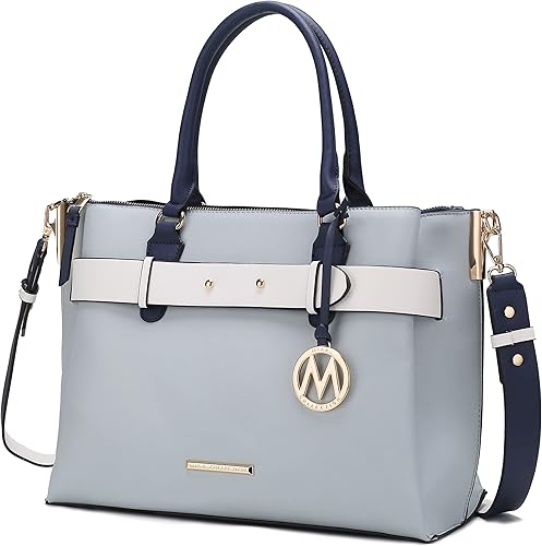 MKF Collection Mia k - Bolso bandolera de cuero vegano con asa superior, color beige