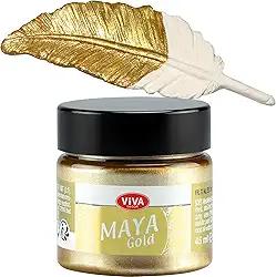 Viva Decor Maya Gold (dourado) 1,52 Fl Oz - Tinta acrílica metálica brilhante para trabalhos criativos em madeira, vidro e porcelana. Resistente a impactos, manchas e à prova de intempéries para