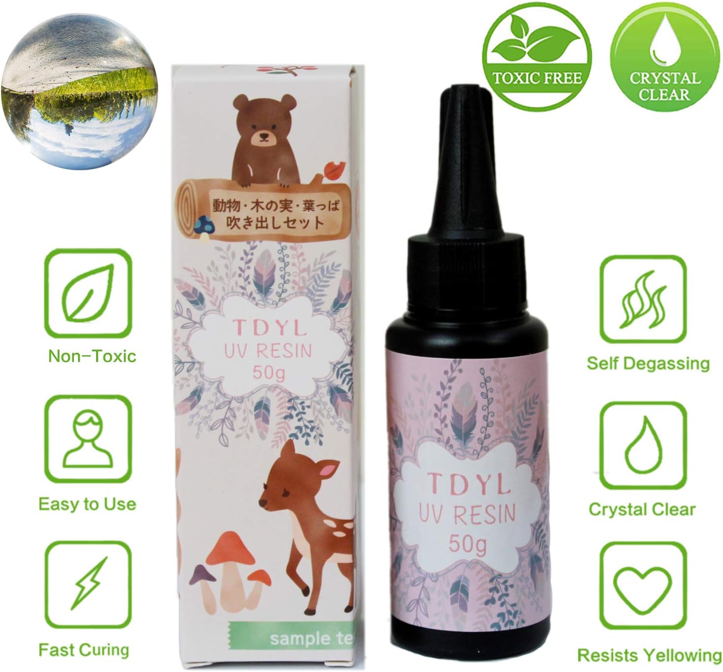 UV Resin Hard for DIY Jewelry Making Gule Type Ultraviolet Curing Solar Cure Resin Sunlight Activated Kawaii Crafts Transparent Clear (50g)