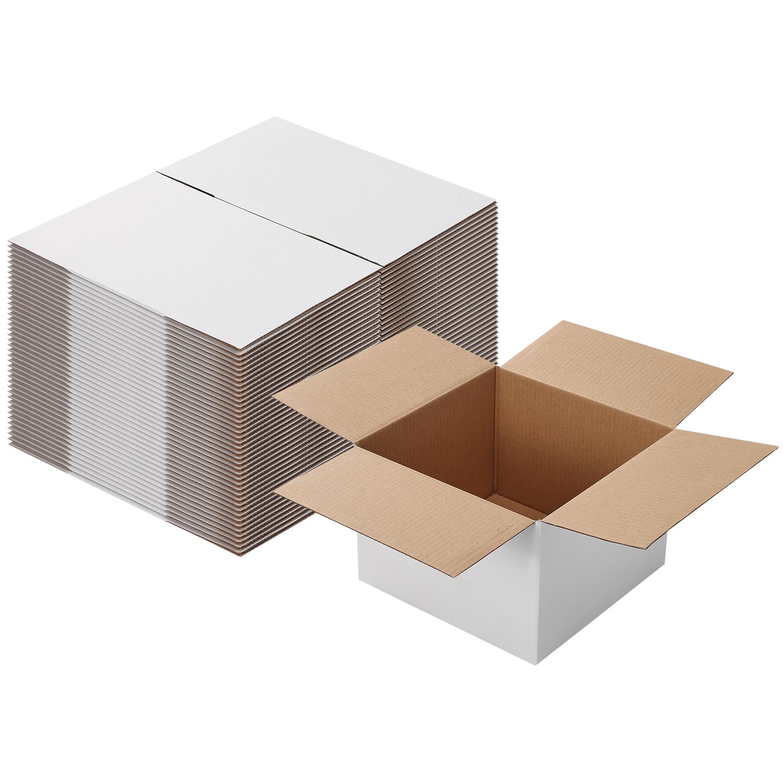 Calenzana 7x7x5 Shipping Boxes Set of 40, White Corrugated Cardboard Box for Mailing Packing Gifts Small Business
