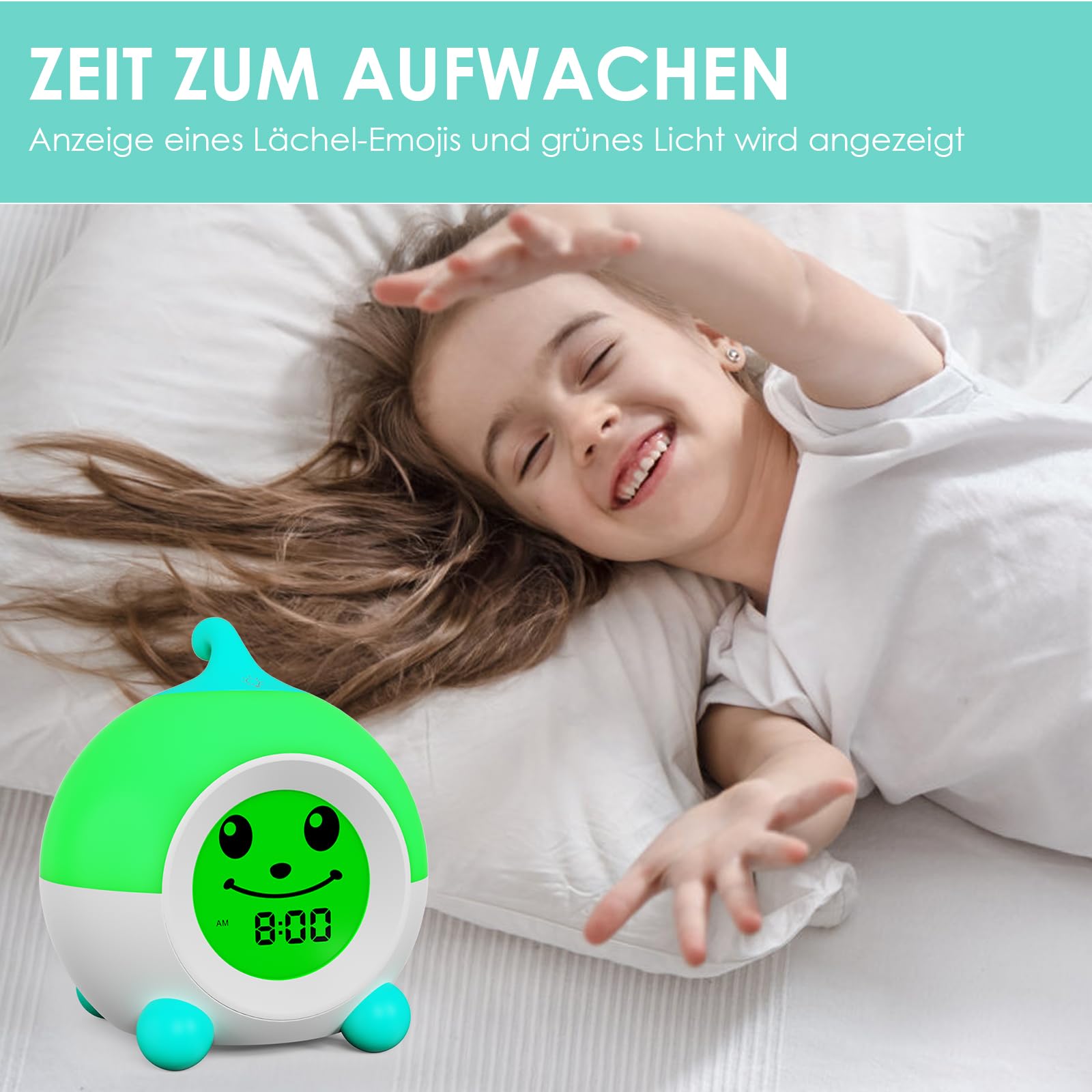iHoo Reloj Despertador para niños, Reloj de Entrenamiento para Dormir para pequeños con Emoji, Reloj de luz Nocturna para Dormitorio Infantil