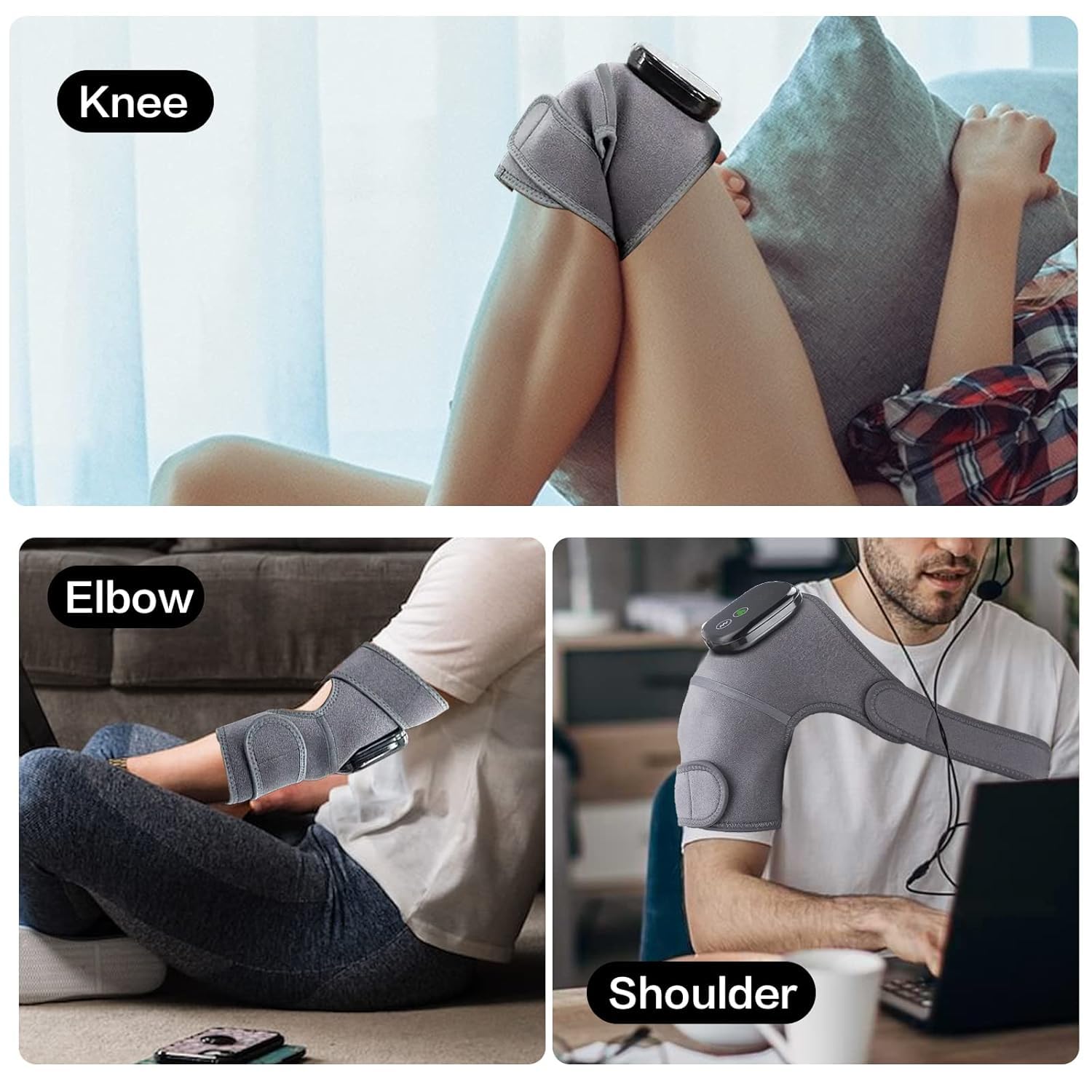 Knee massage for relief from joint pain. Arthritis pain, elbow, shoulder, knee massage machine for legs. Electric rechargeable cordless knee massage -1 (136) pack for men/women