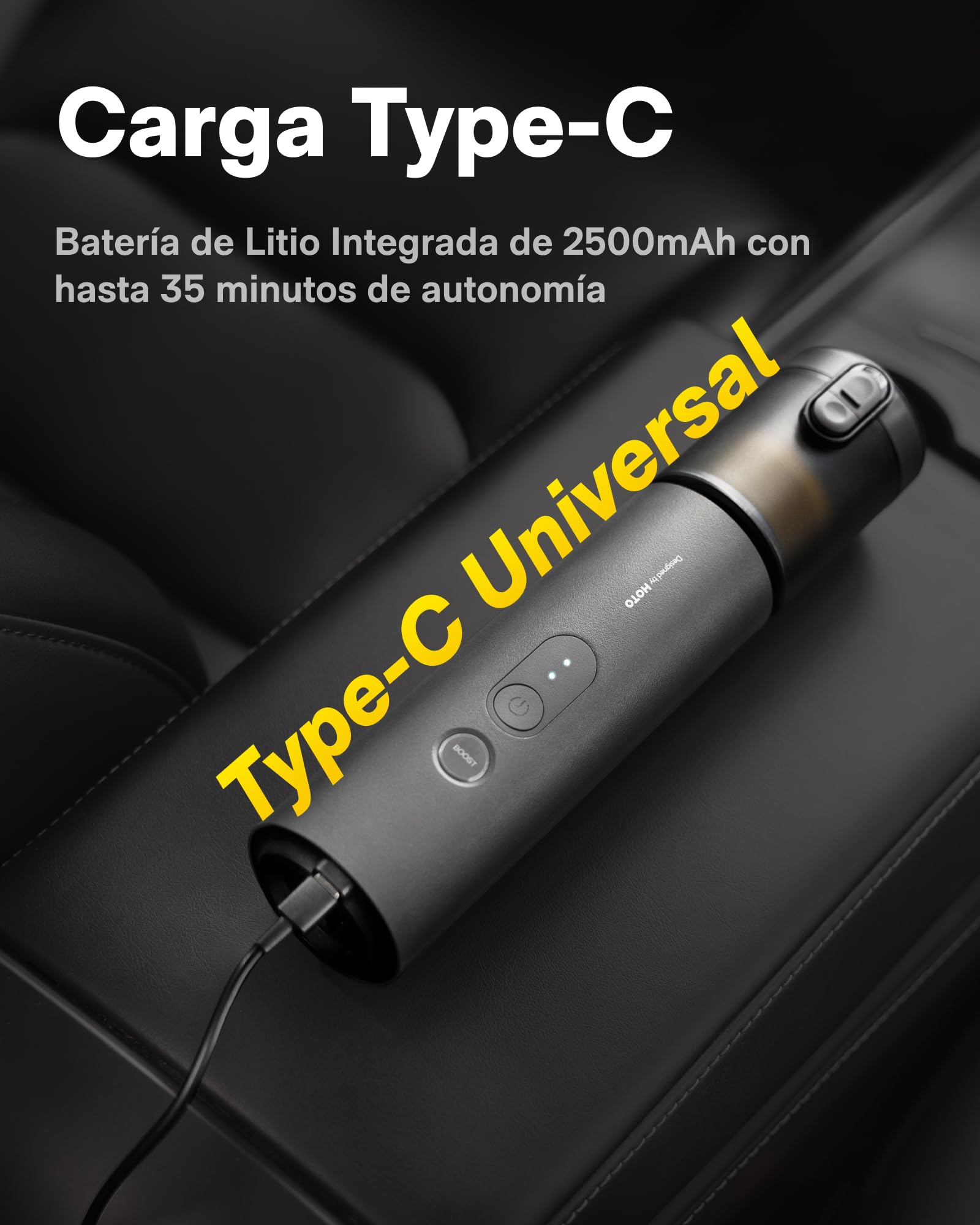 HOTO Aspirador de Mano para Coche, Aspirador Portátil Potente, Mini Aspiradora sin Cable, Alta Potencia de succión 20000 Pa, 4 en 1 Aspiradora Pequeña para Coche, Computadora,Pelo de Mascotas, Hogar